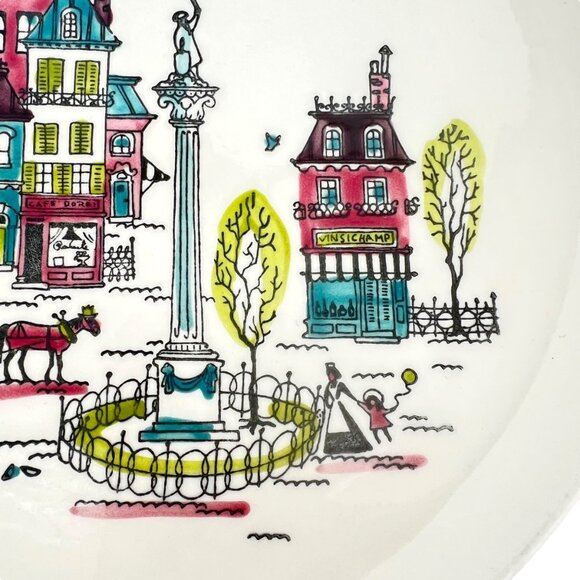 Metlox Poppytrail City Scene Dinner Plates Set Of 2 Vintage California Pottery - Picture 7 of 16